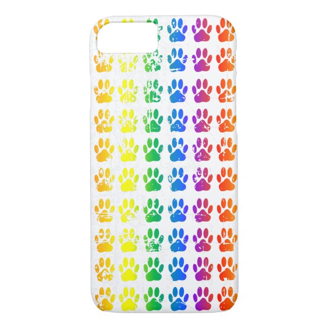 Distress Rainbow Hund Pawprint Case-Mate iPhone Skal (Baksida)