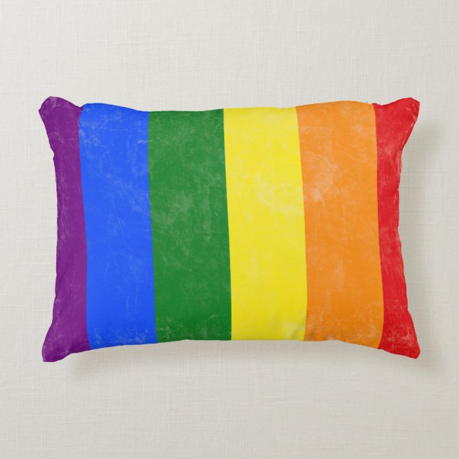 Distress Rainbow Pillow Prydnadskudde (Framsidan)