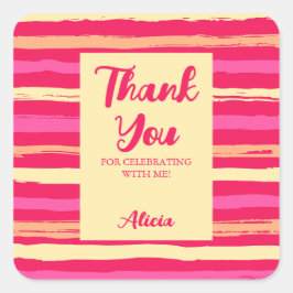 Distress Rand Rosa Peach Colorful Tack Fyrkantigt Klistermärke