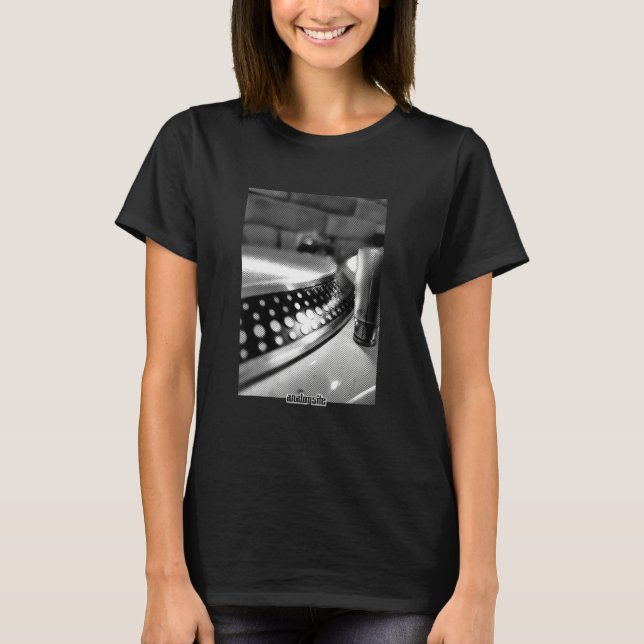 Distress Record Player Turntable Vinyl Dj Music T Shirt (Framsida)