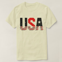 Distress Red and Black USA Typography T Shirt