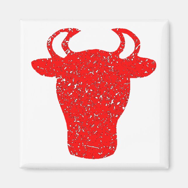 Distress Red Bull Head Magnet (Framsidan)