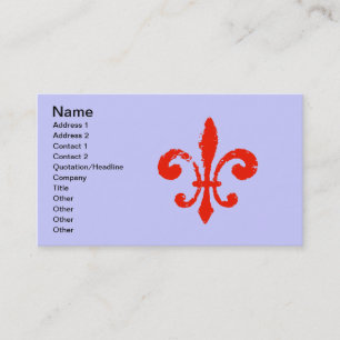 Distress Red Fleur De Lis Visitkort