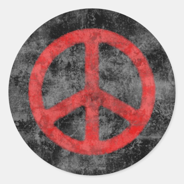 Distress Red Fredstecken Sticker Runt Klistermärke (Framsida)