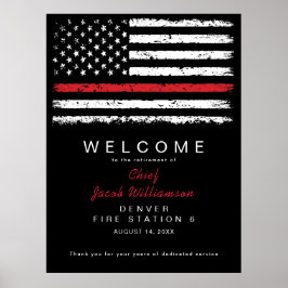 Distress Red Thin Line American Flagga Pension Poster