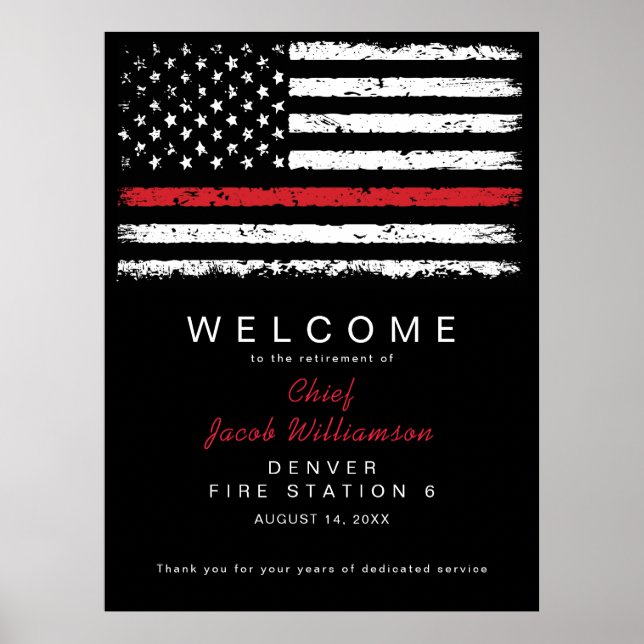 Distress Red Thin Line American Flagga Pension Poster (Framsidan)
