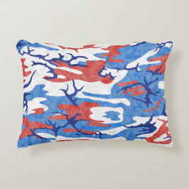 Distress Red White och Blue Camo Prydnadskudde