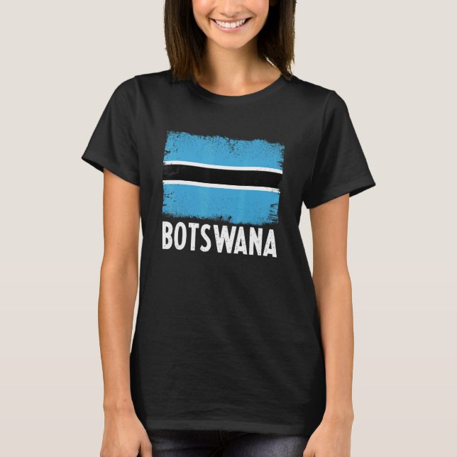 Distress Retro Botswana Flagga Patriotic T Shirt (Framsida)
