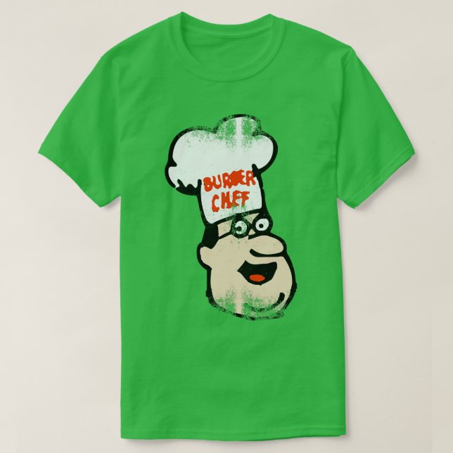 Distress Retro Burger Chef Mascot Chef T Shirt (Design framsida)