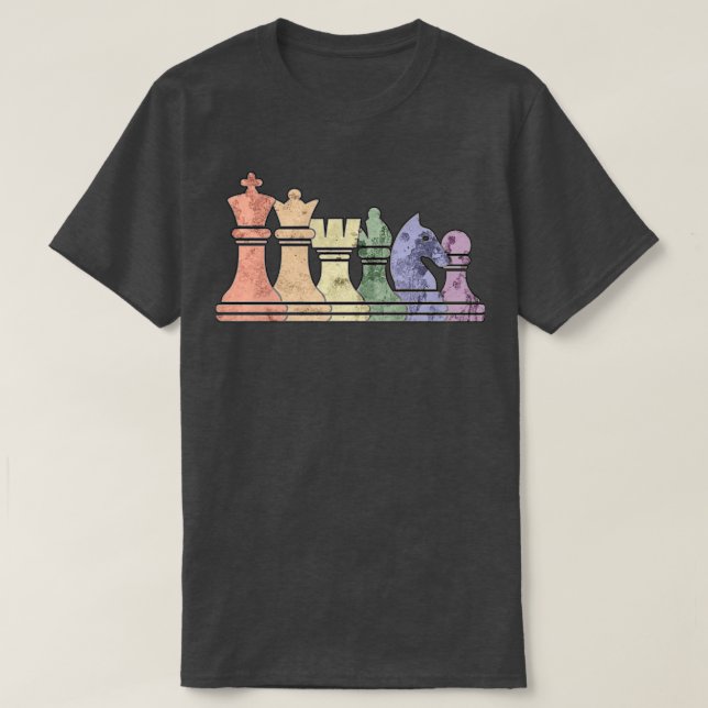 Distress Retro Chess Delarare i en regnbågsrad T Shirt (Design framsida)