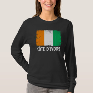 Distress Retro Côte D'ivoire Flagga Patriotic T Shirt