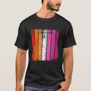 Distress Retro Lgbt Lesbisk Flagga Lgbtq Pride Mon T Shirt