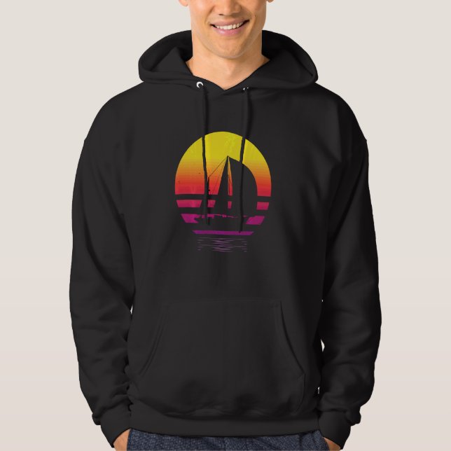 Distress Retro Sunset Beach for Summer Vibes Awe Hoodie (Framsida)
