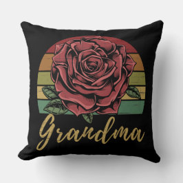 Distress Retro Sunset Röd ros Grandma Kudde