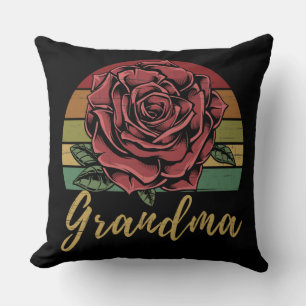 Distress Retro Sunset Röd ros Grandma Kudde