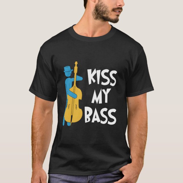 Distress Retro Upright Bass Musician Music Gift T Shirt (Framsida)