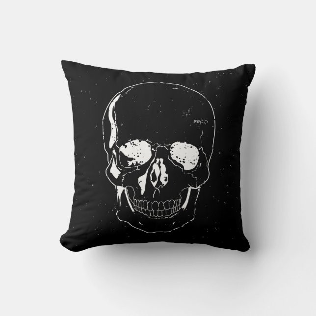 Distress Scary Halloween White Skull Kudde (Framsida)