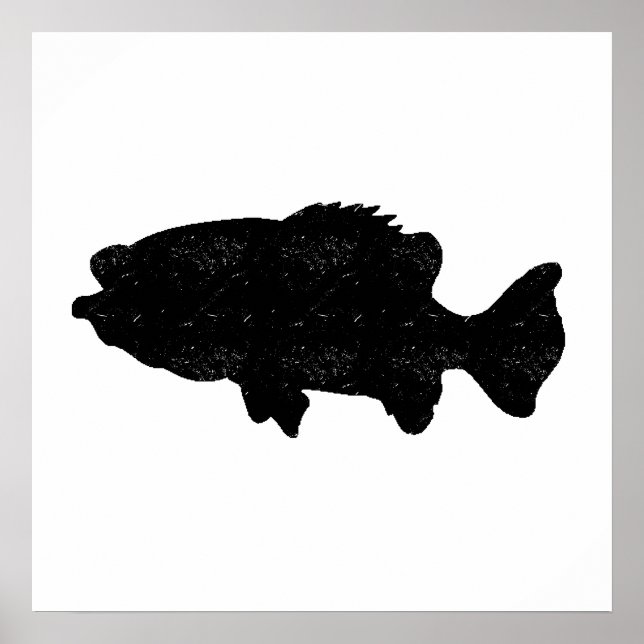 Distress Sea Bass Silhouette Poster (Framsidan)