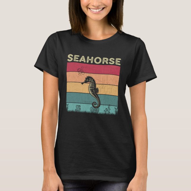 Distress Seahorse Boys Girls Retro Stil Seahor T Shirt (Framsida)