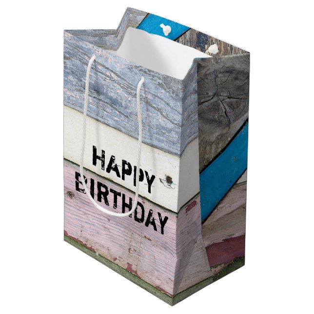 Distress Shabby chic Wood Medium Gift Bag (Framsidan Vinklad)