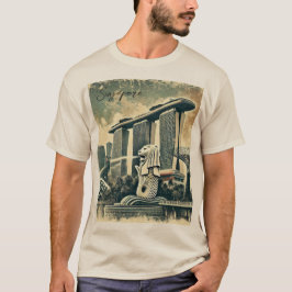 Distress Singapore Merlion Marina Bay Sands T Shirt