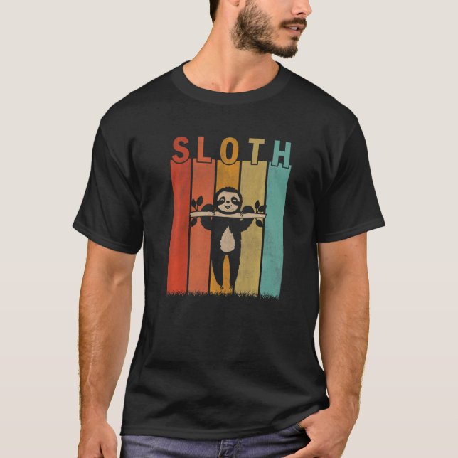 Distress Sloth Manar Women Kid Cute Sloth Retro T Shirt (Framsida)