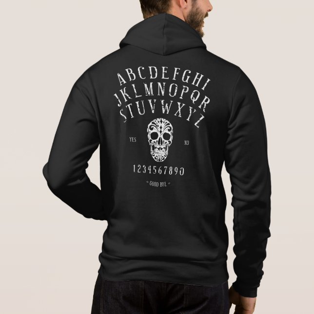Distress Spirit Board & Sugar Skull Zip Hoodie T Shirt (Baksida)