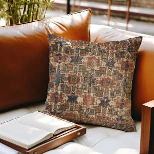 Distress Star Kazak Orange Blue Kudde