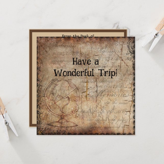 Distress Steampunk Globe Travel Journal Papper Kort (Fram/Back In Situ)