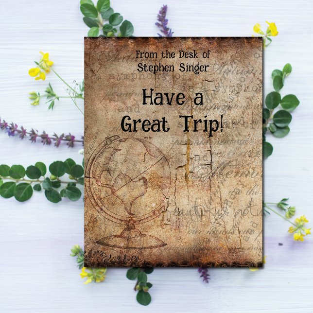 Distress Steampunk Globe Travel Journal Papper Kort (A quick note to someone you love before they travel.)