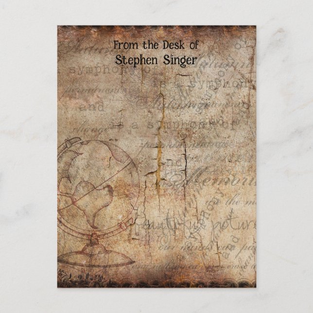 Distress Steampunk Globe Travel Journal Papper Vykort (Framsida)