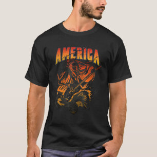 Distress Sten & Roll America Skeleton Guitar ROC T Shirt