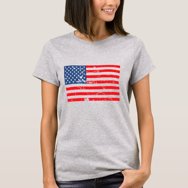 Distress stil USA flagga Tee Shirt (Framsida)