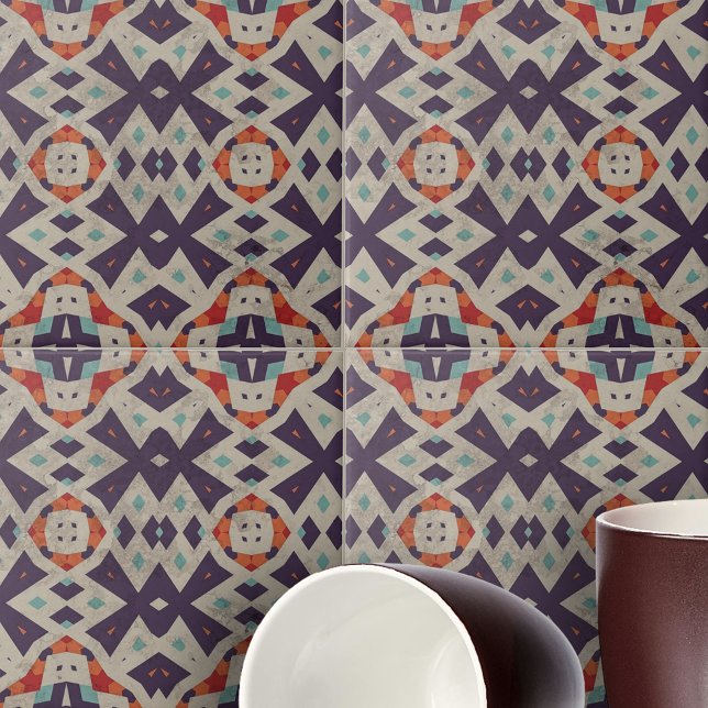 Distress Stone Struktur Ethnic Mosaic Geometric Kakelplatta (Skapare uppladdad)