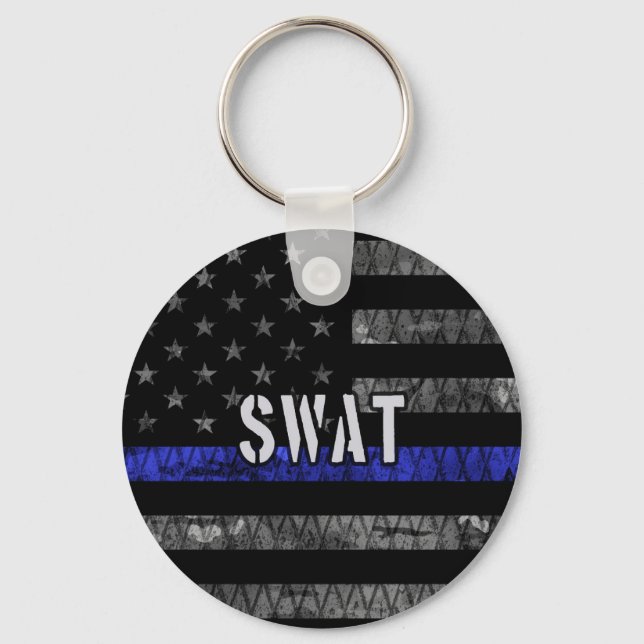 Distress SWAT Police Flagga Nyckelring (Framsida)