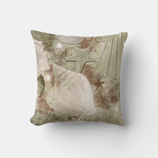 Distress Tan Seashell Pillow Kudde (Framsida)