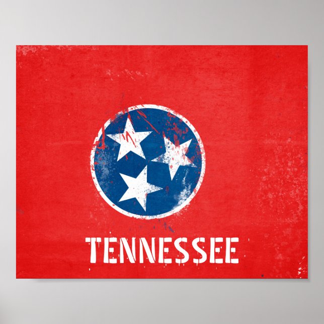 Distress Tennessee Flagga Poster (Framsidan)