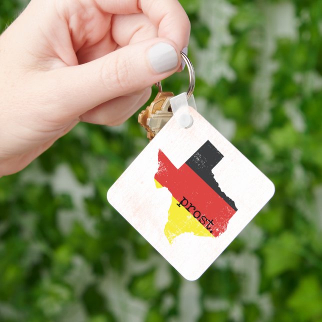 Distress Texas German Flagga Prost Keychain Nyckelring (Hand)