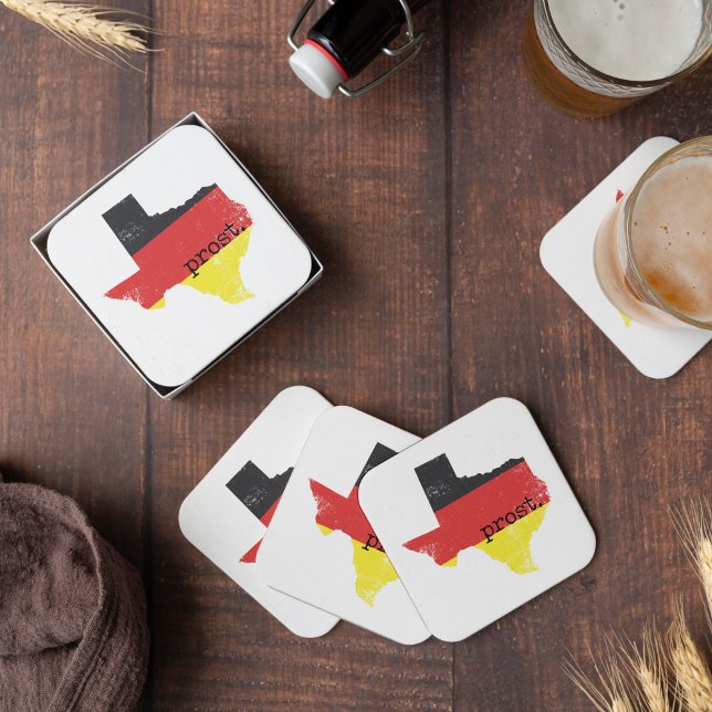 Distress Texas German Flagga Prost Underlägg Papper Kvadrat (Skapare uppladdad)