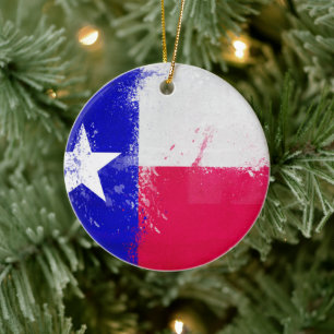 Distress Texas Statlig flagga Julgransprydnad Keramik