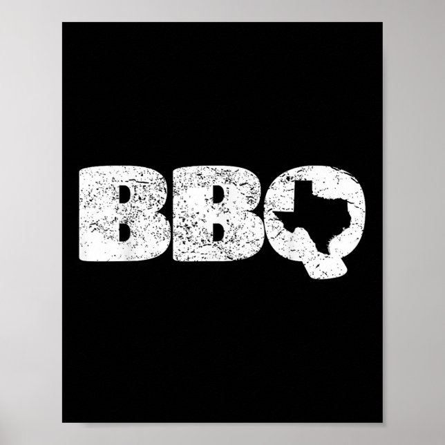 Distress Texas Tx Karta Bbq Outfit Barbecue Simple Poster (Framsidan)
