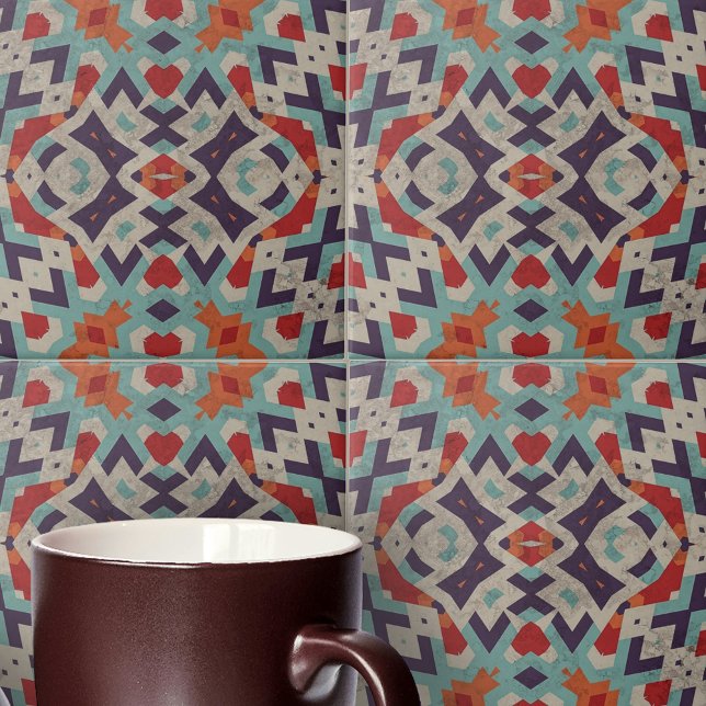Distress Texturerad vibrant Mosac Geometric Kakelplatta (Skapare uppladdad)