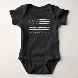 Distress Thin Blue Line Police Hero Baby T Shirt