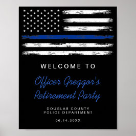 Distress Thin Blue Line Police Pension Party Poster