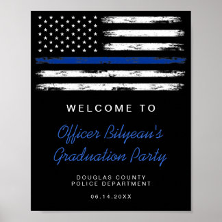 Distress Thin Blue Line-polisens Studentfest Poster