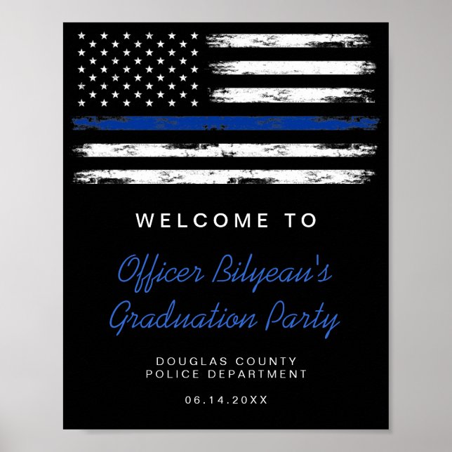Distress Thin Blue Line-polisens Studentfest Poster (Framsidan)