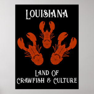 Distress Travel Louisiana - Kräftor och kultur Poster