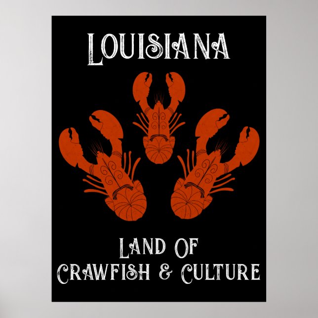 Distress Travel Louisiana - Kräftor och kultur Poster (Framsidan)
