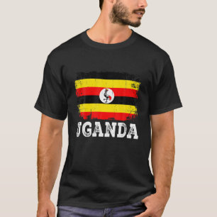 Distress Uganda Flagga Manar Women Kid Patriotic T Shirt
