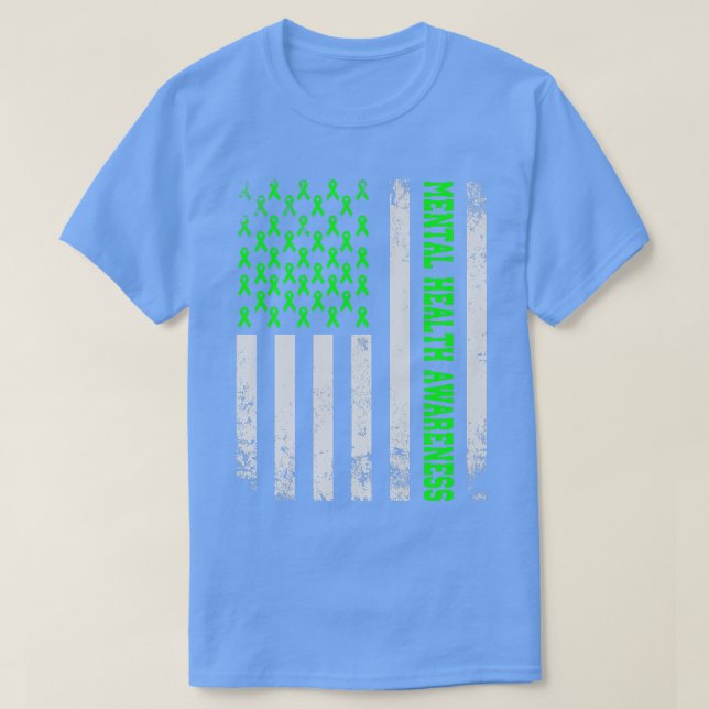 Distress US American Flagga, Mental Health Awarene T Shirt (Design framsida)